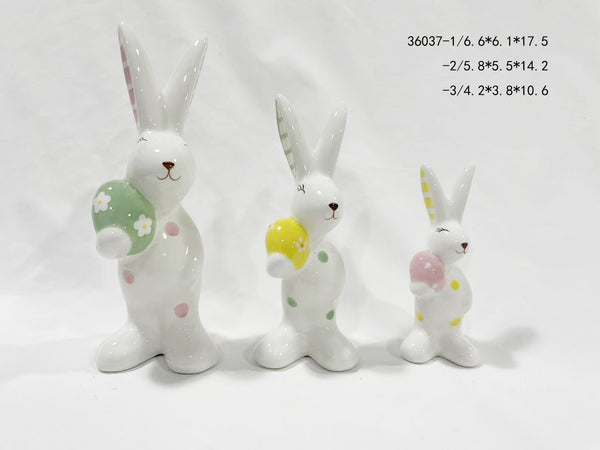 Easter Bunny Ceramic Figurines Set