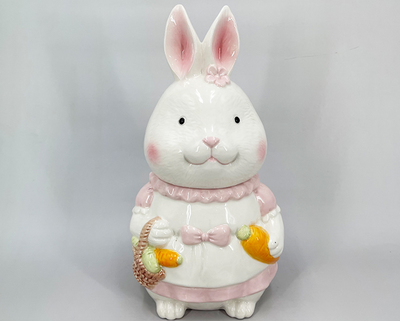 Easter Bunny Ceramic Cookie Jar / Storage Canister