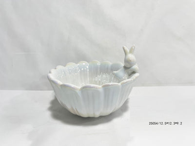 Easter Bunny Iridescent Ceramic Decorative Bowl